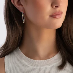 Sif Jakobs Ellisse Silver Multi Coloured Cubic Zirconia Hoop Earrings