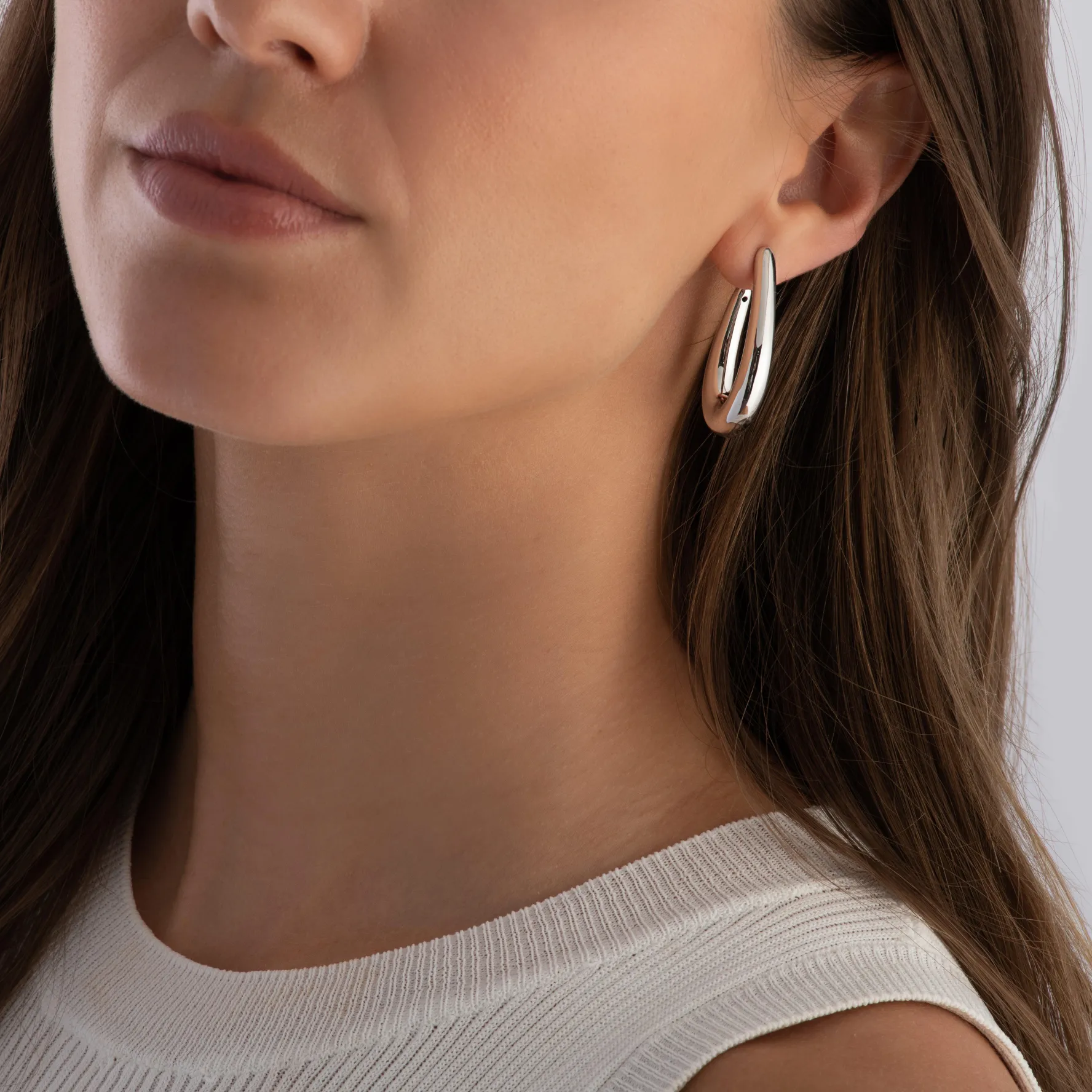 Sif Jakobs Goccia Pianura Silver Hoop Earrings