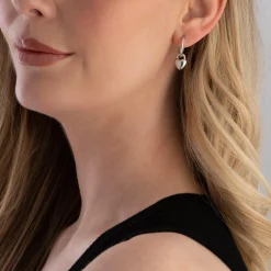 Sif Jakobs Julia Silver Heart Shaped Hoop Drop Earrings