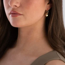 Sif Jakobs Julia Yellow Gold Plated Heart Shaped Hoop Drop Earrings