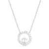 Sif Jakobs Ponza Circolo Silver Cubic Zirconia Freshwater Pearl Necklace