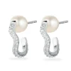 Sif Jakobs Ponza Silver Cubic Zirconia Freshwater Pearl Hoop Earrings