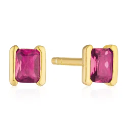 Sif Jakobs Roccanova Piccolo Yellow Gold Plated Pink Cubic Zirconia Stud Earrings