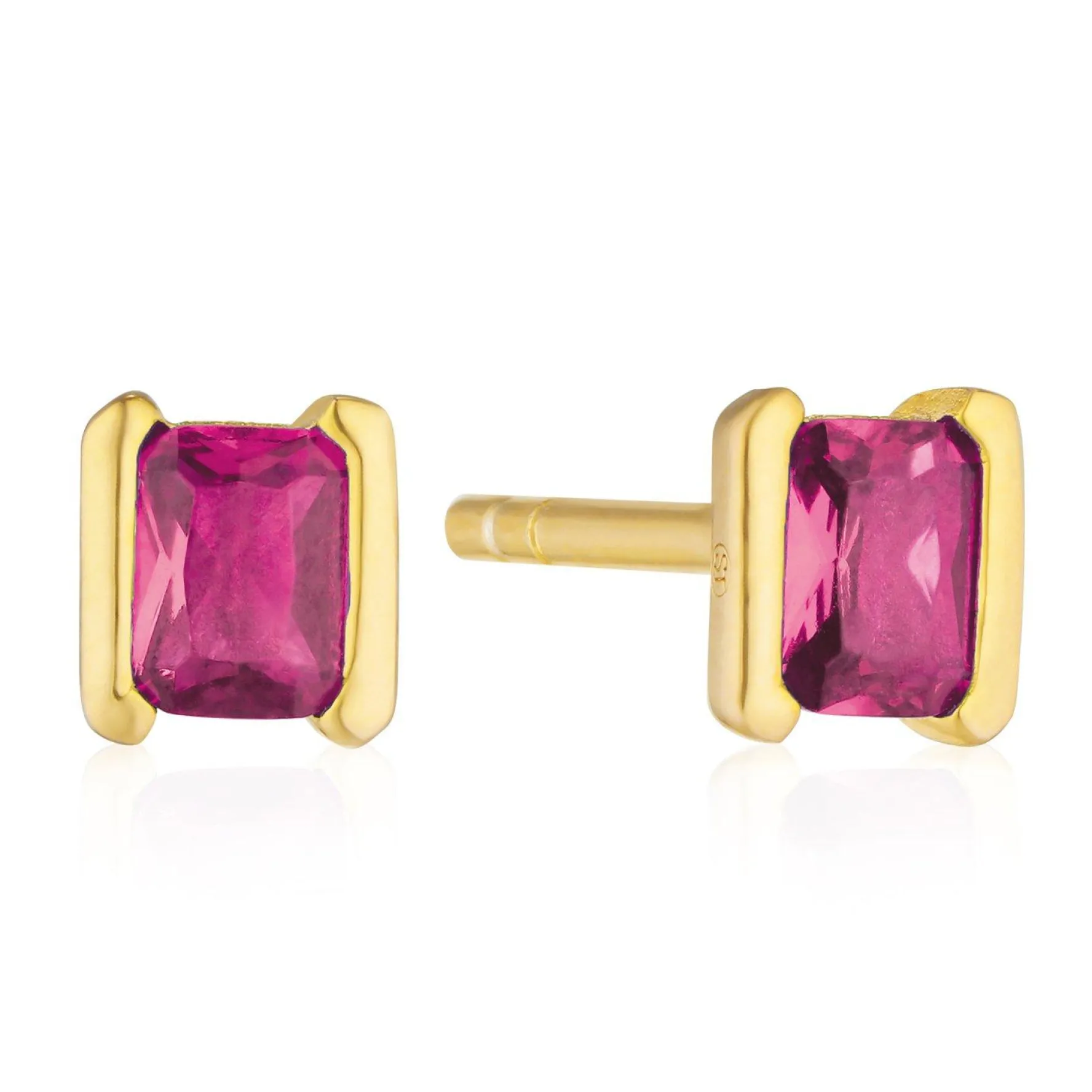 Sif Jakobs Roccanova Piccolo Yellow Gold Plated Pink Cubic Zirconia Stud Earrings