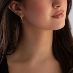 Sif Jakobs Roccanova Piccolo 18ct Yellow Gold Plated Silver Green Cubic Zirconia Stud Earrings