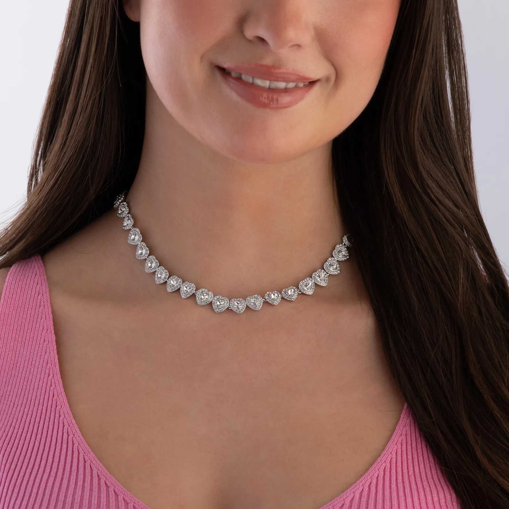 Swarovski Ariana Grande Silver Crystal Heart Tennis Necklace