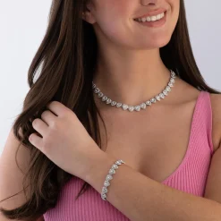 Swarovski Ariana Grande Silver Crystal Heart Tennis Necklace