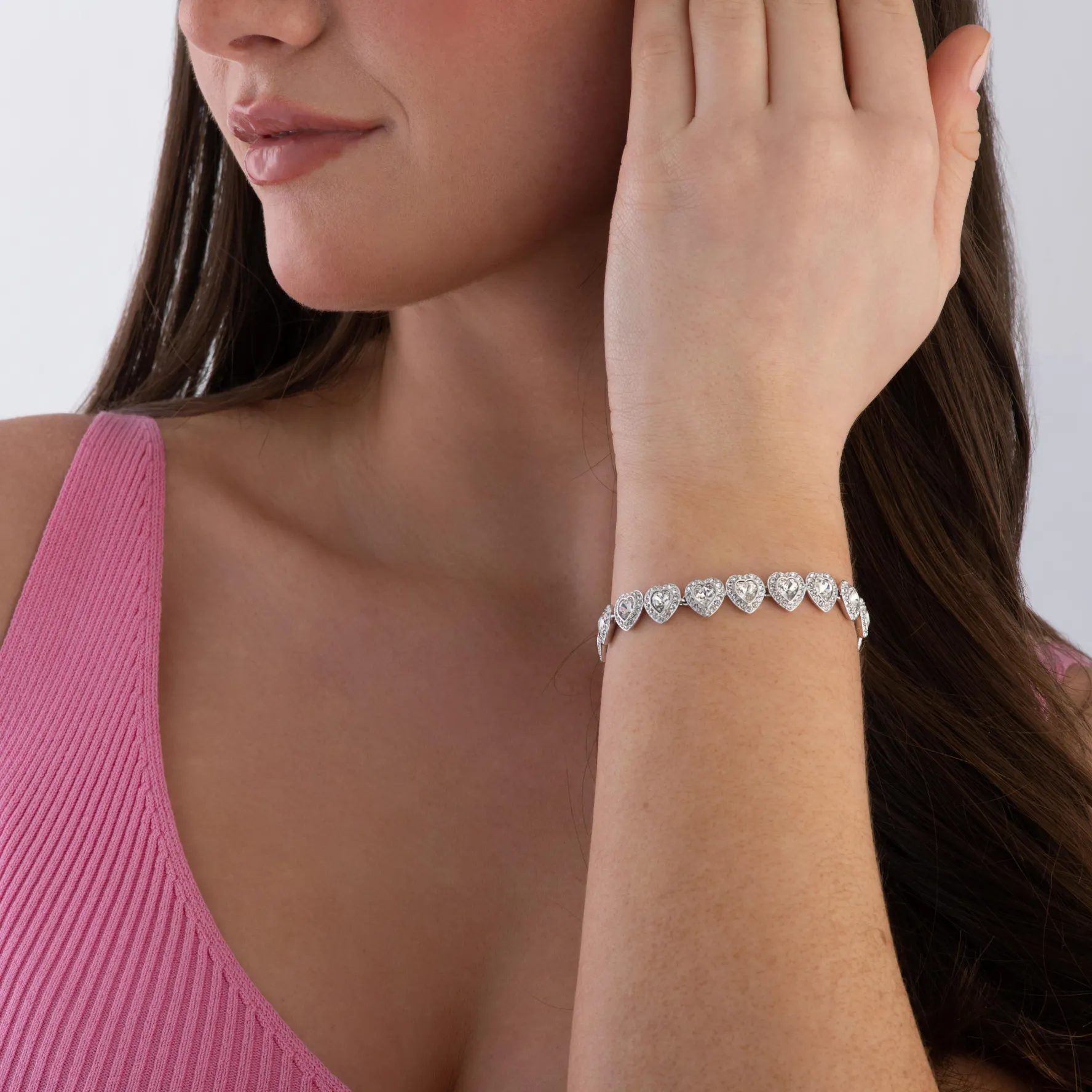 Swarovski Ariana Grande Silver Crystal Heart Tennis Bracelet