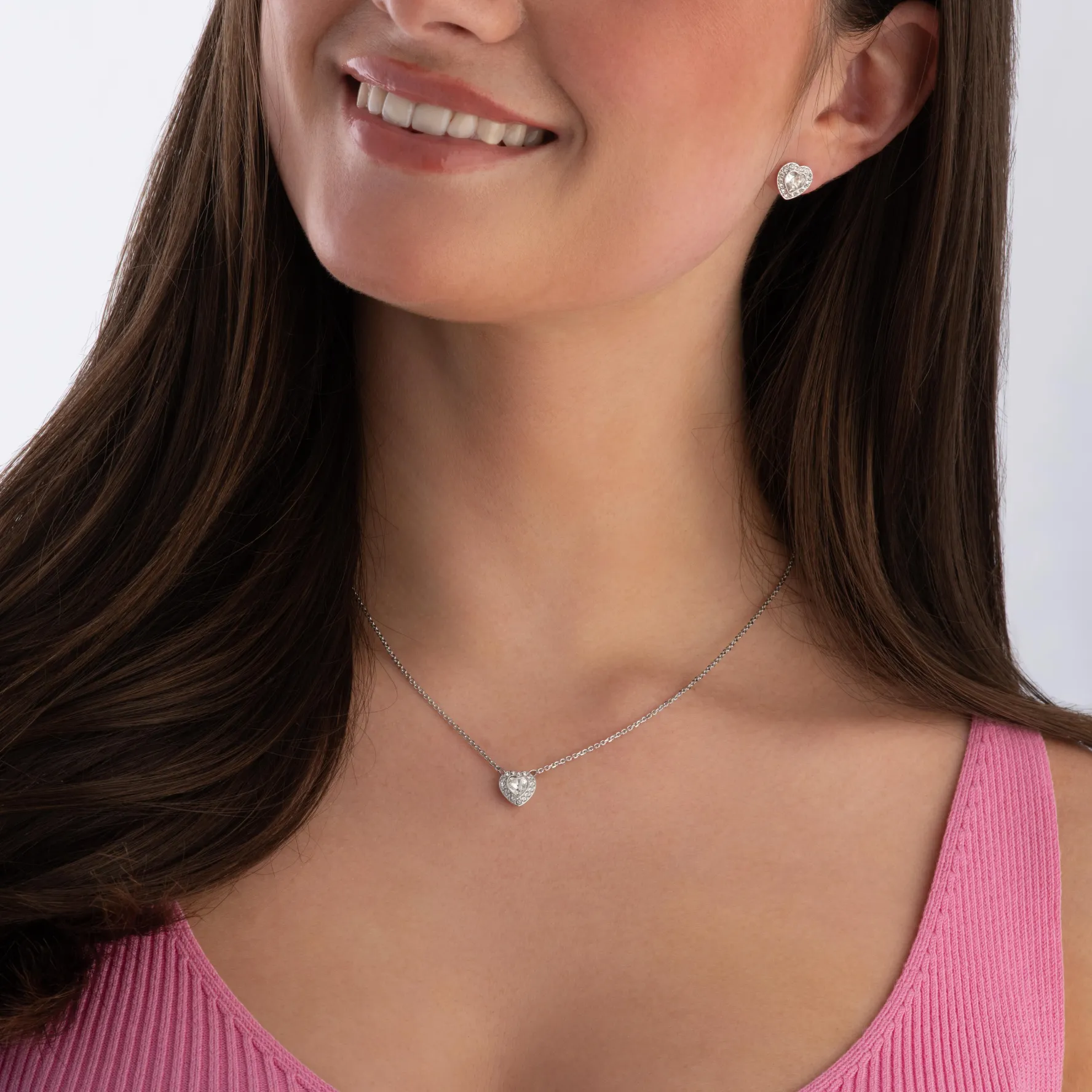 Swarovski Ariana Grande Silver Crystal Heart Stud Earrings