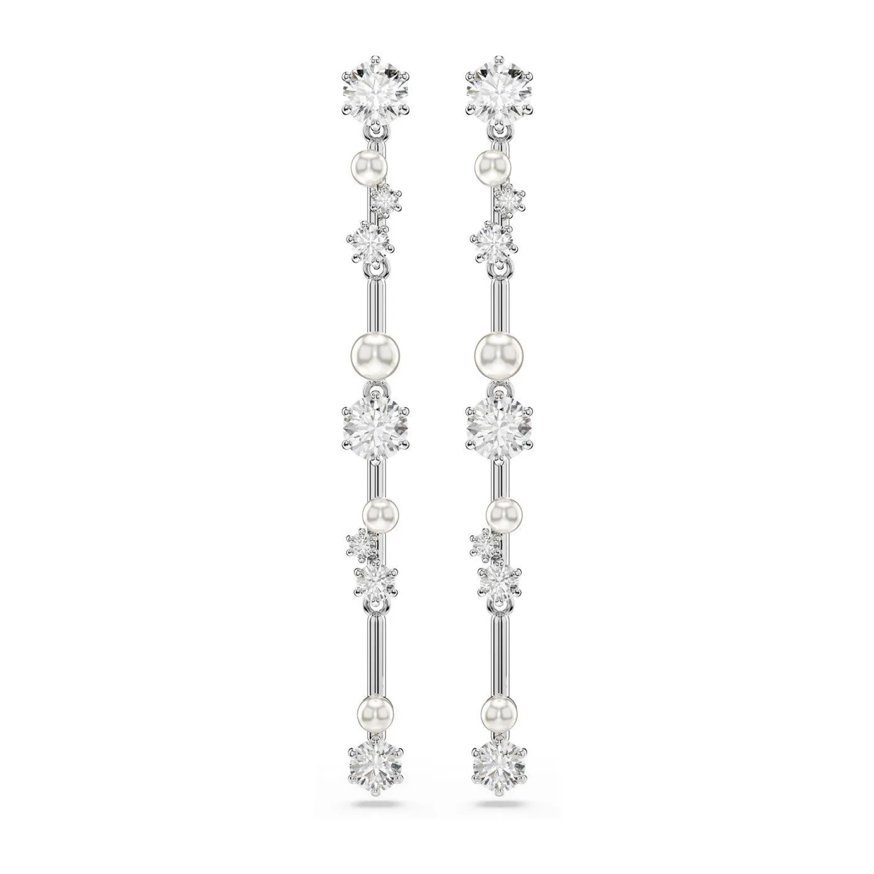 Swarovski Constella Silver Crystal Pearl Drop Earrings