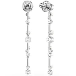 Swarovski Constella Silver Crystal Pearl Drop Earrings