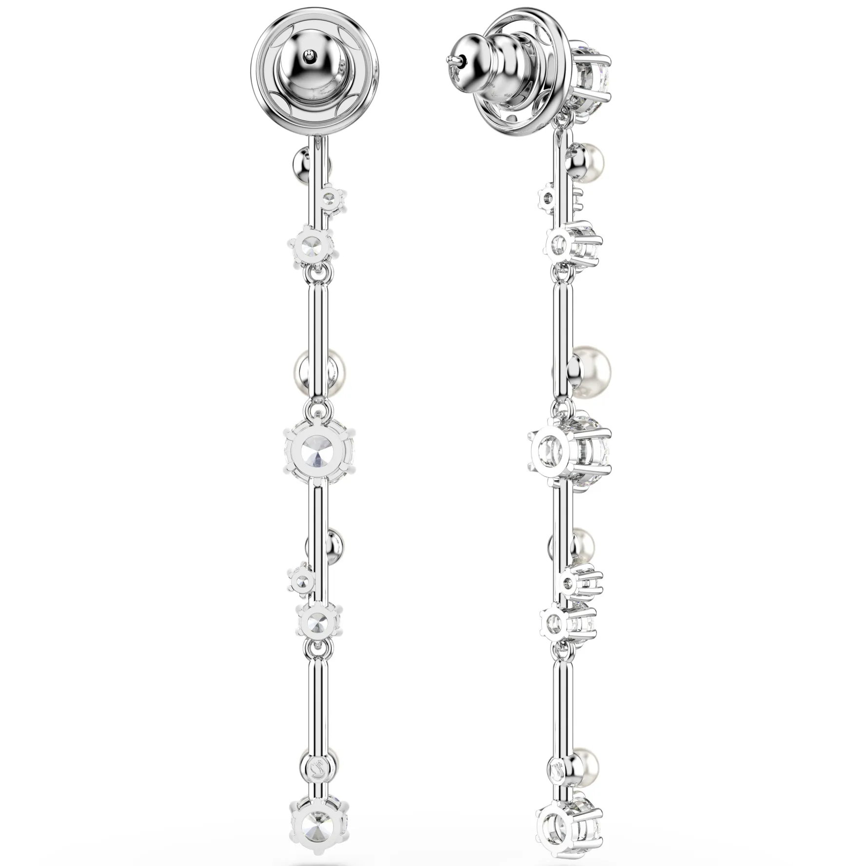 Swarovski Constella Silver Crystal Pearl Drop Earrings