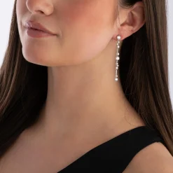 Swarovski Constella Silver Crystal Pearl Drop Earrings