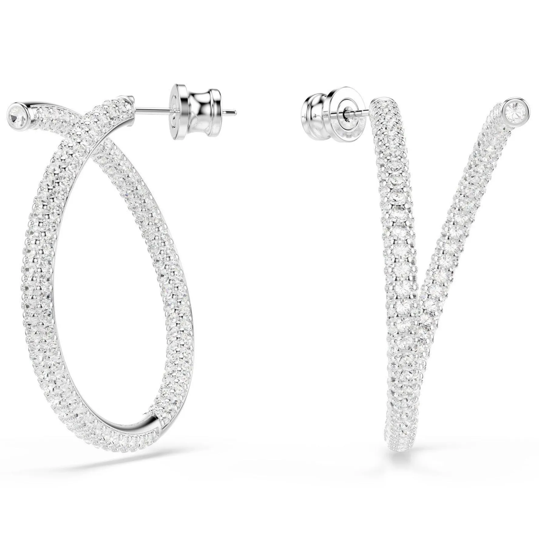 Swarovski Dextera Silver Crystal Hoop Earrings