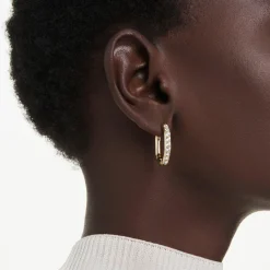 Swarovski Dextera Yellow Gold Tone Crystal Hoop Earrings