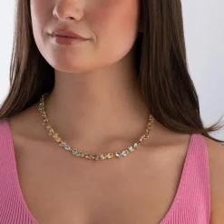 Swarovski Gema Yellow Gold Plated Crystal Necklace