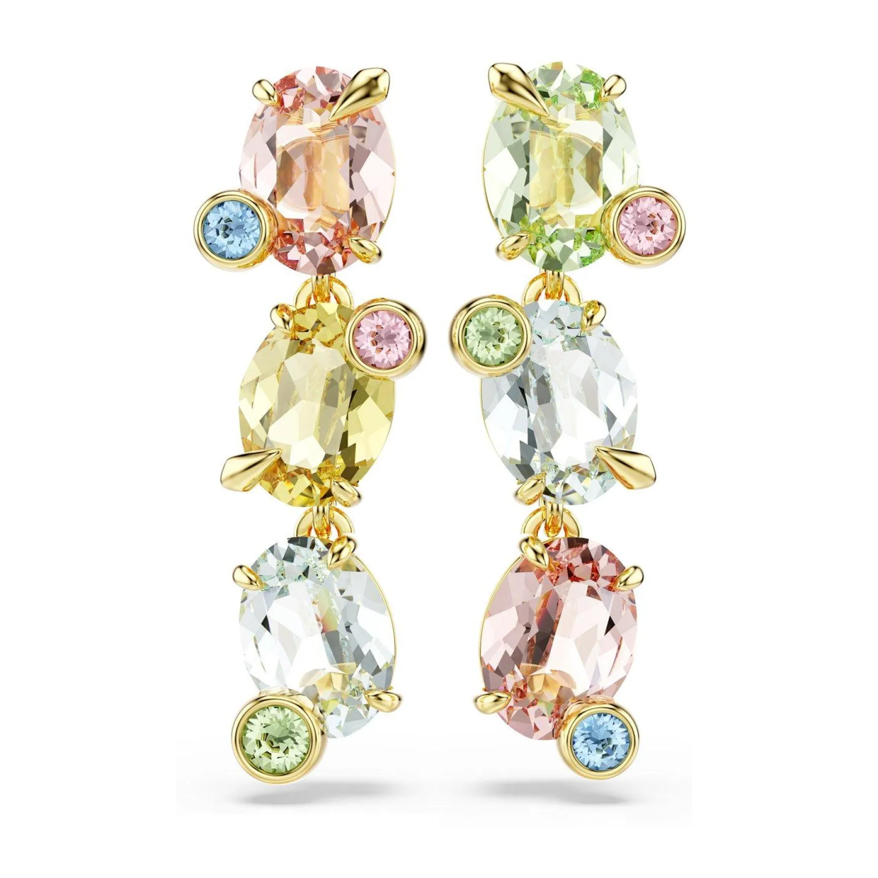 Swarovski Gema Yellow Gold Plated Crystal Drop Earrings