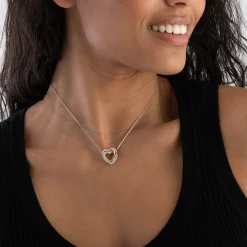 Swarovski Hyperbola Heart Silver and Rose Gold Tone Crystal Necklace