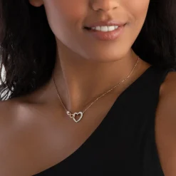 Swarovski Hyperbola Infinity and Heart Rose Gold Tone Crystal Necklace