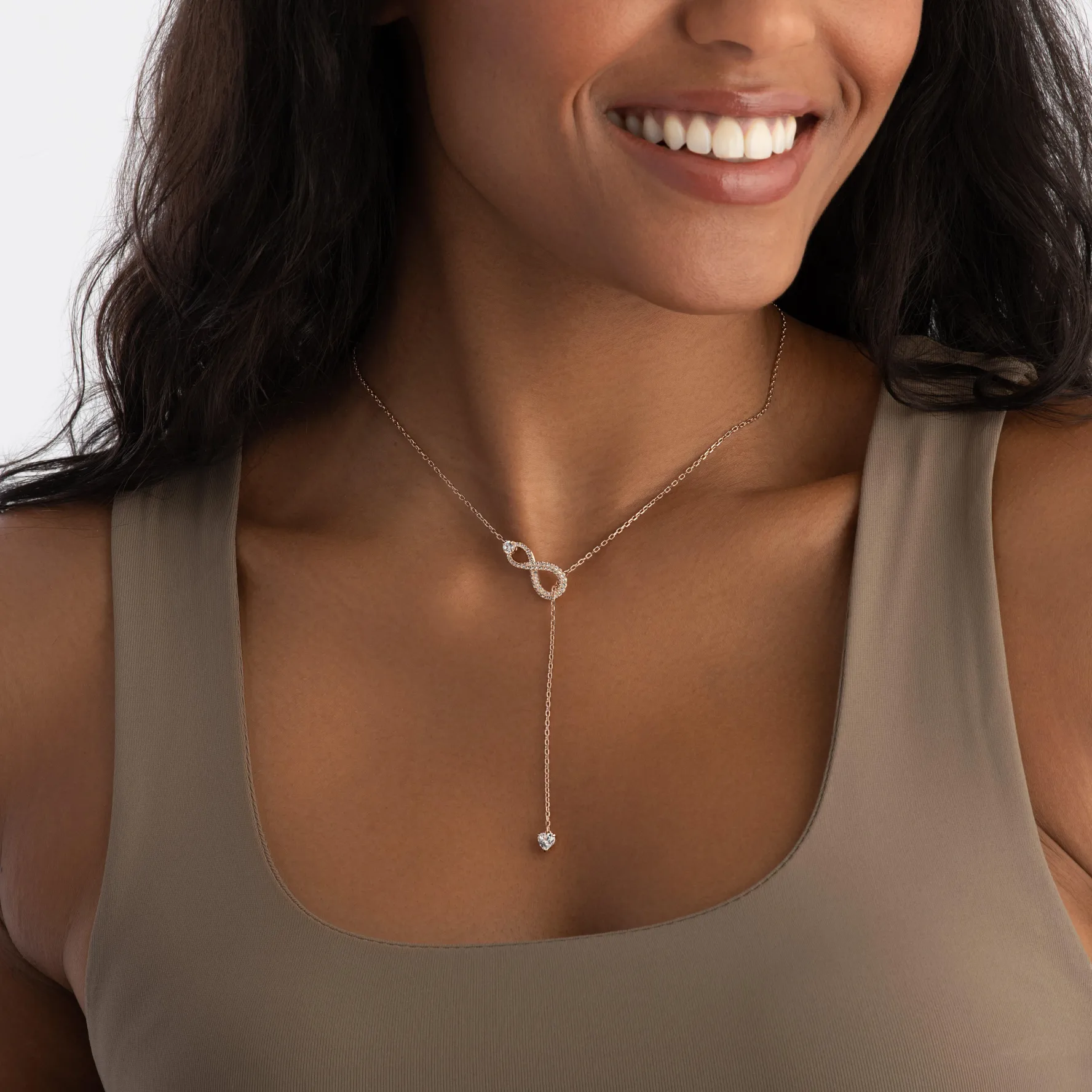 Swarovski Hyperbola Infinity Rose Gold Tone Crystal Necklace