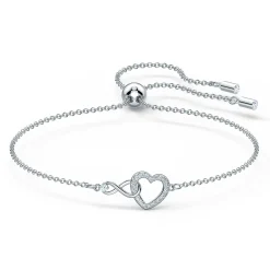 Swarovski Hyperbola Infinity and Heart Silver Crystal Bracelet