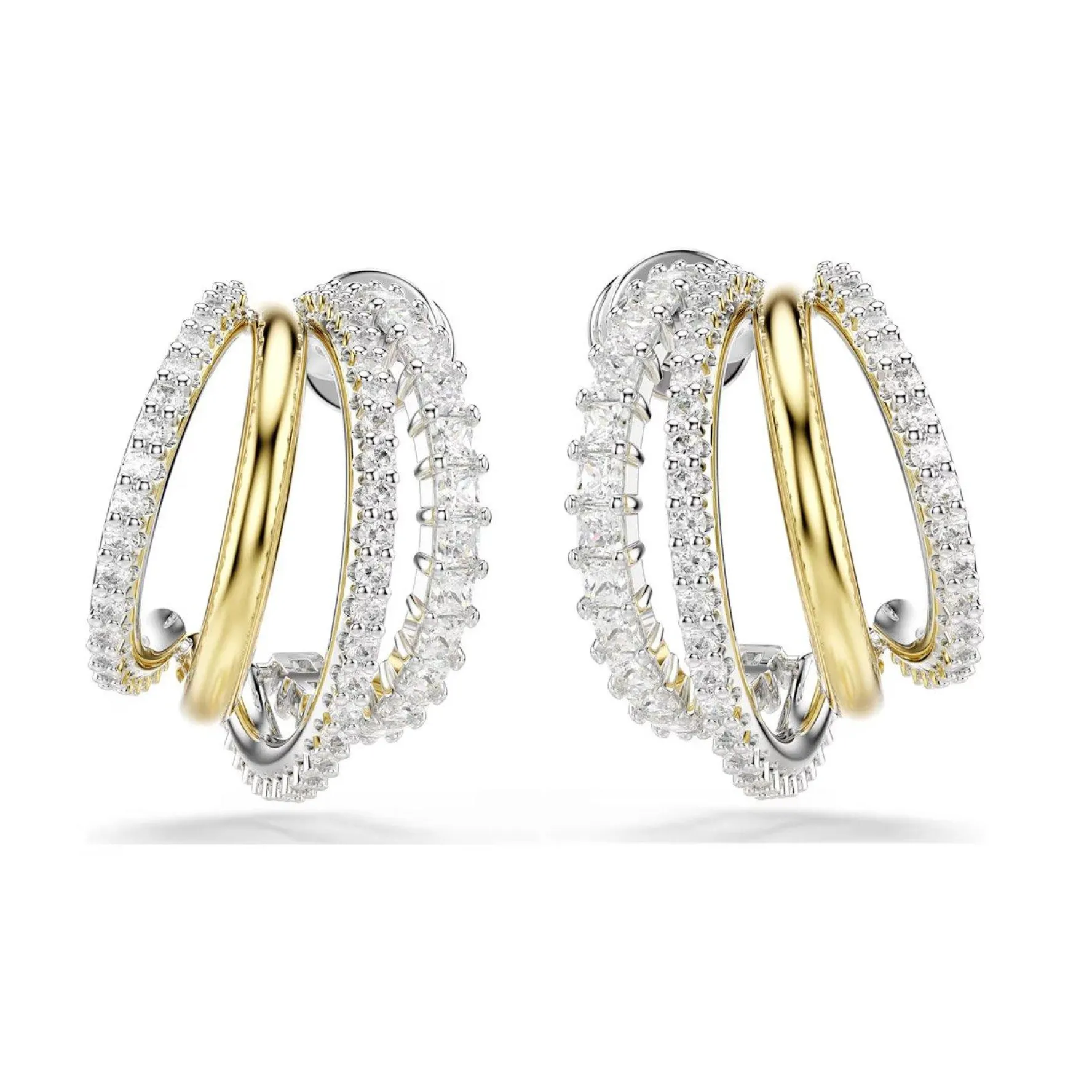 Swarovski Hyperbola Silver Cubic Zirconia Hoop Earrings