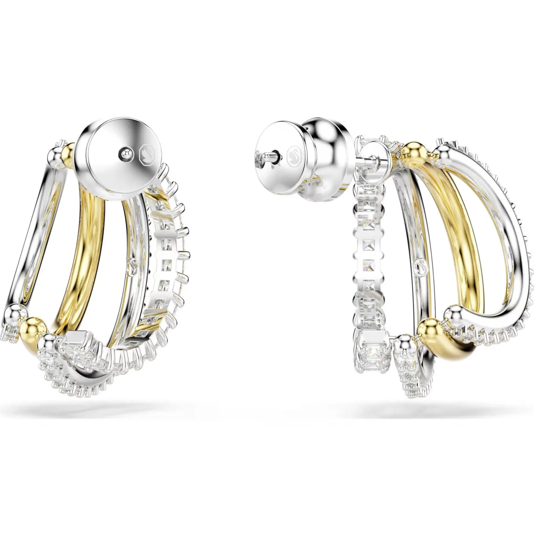 Swarovski Hyperbola Silver Cubic Zirconia Hoop Earrings