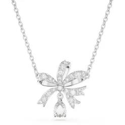 Swarovski Hyperbola Silver Crystal Bow Necklace