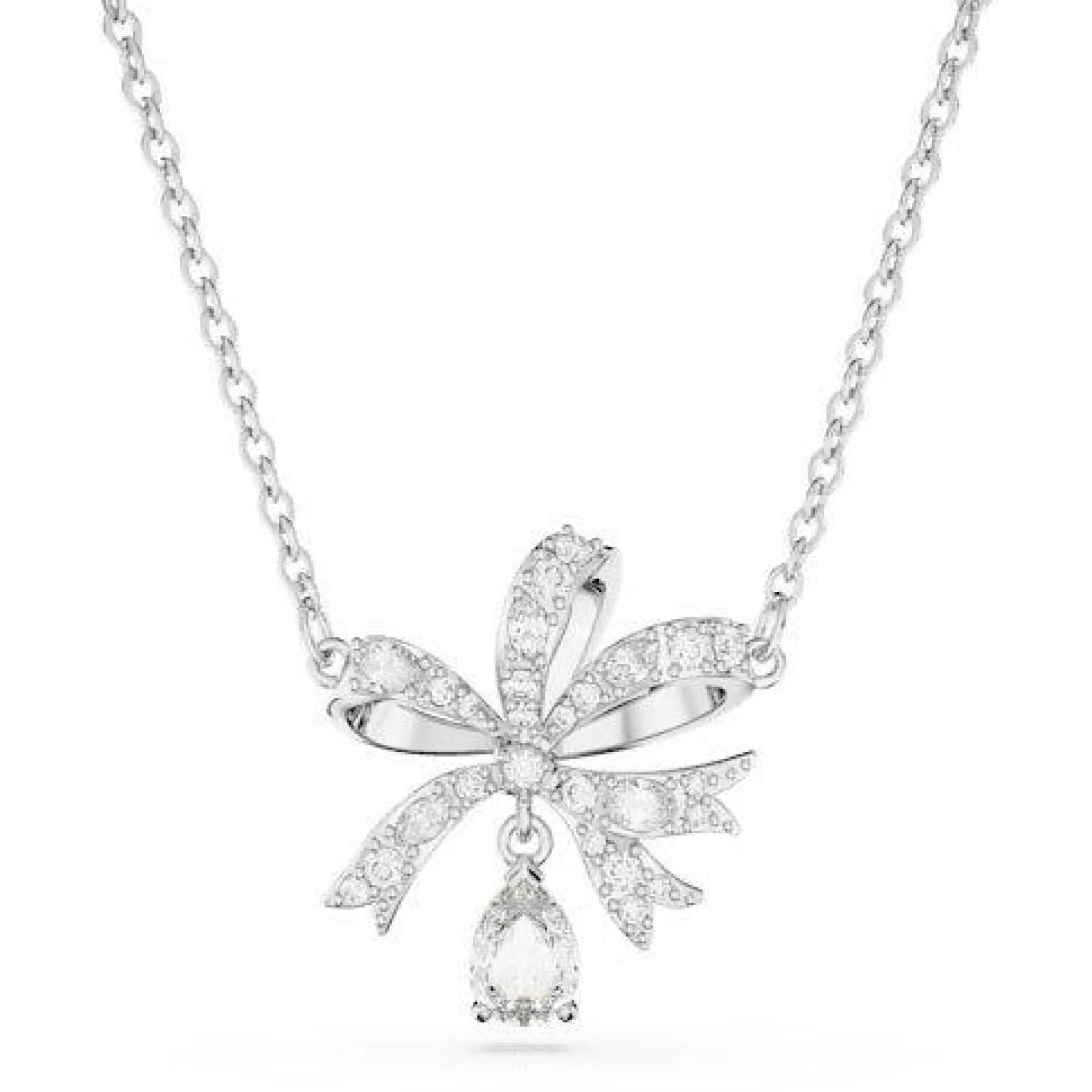Swarovski Hyperbola Silver Crystal Bow Necklace