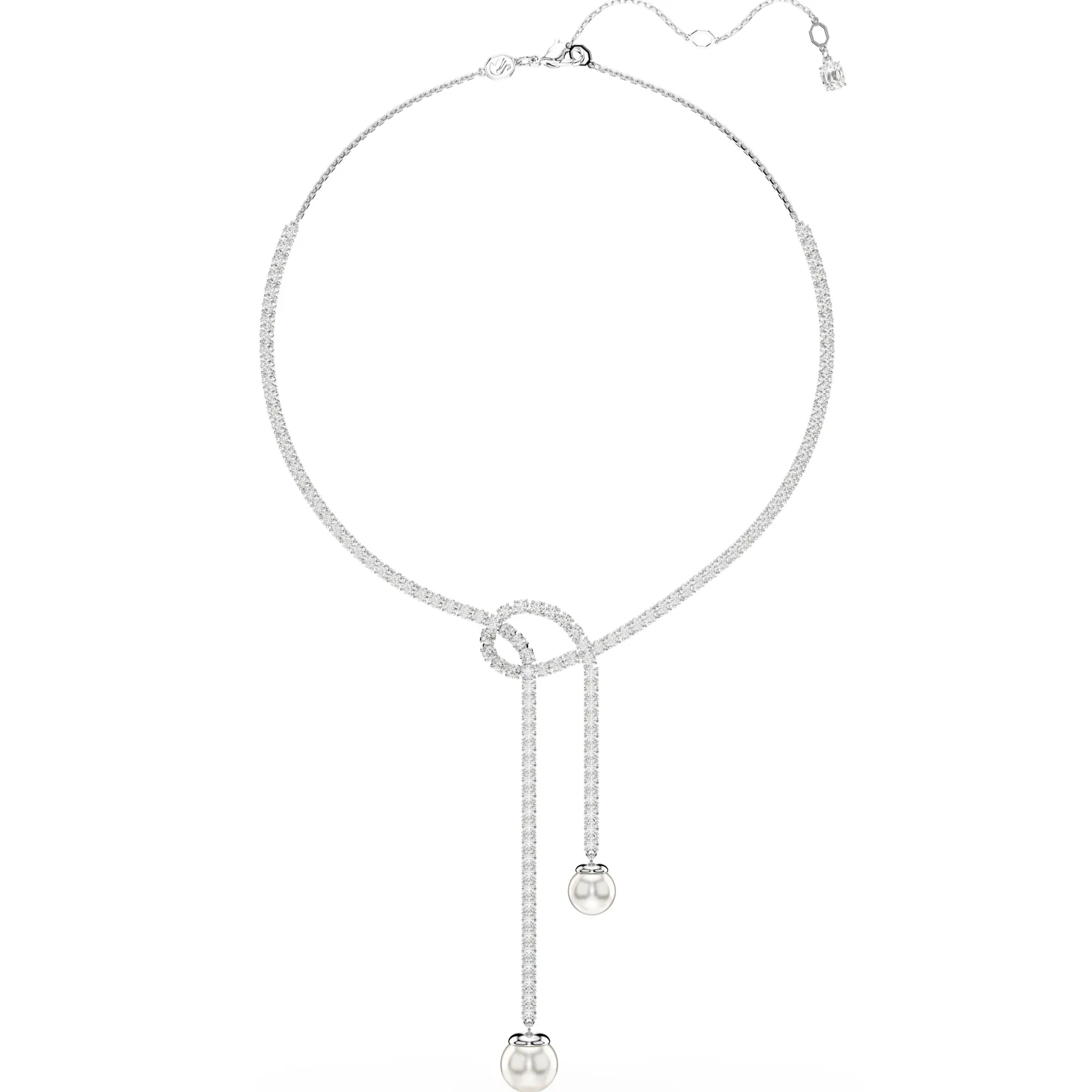 Swarovski Matrix Silver Crystal and Pearl Necklace