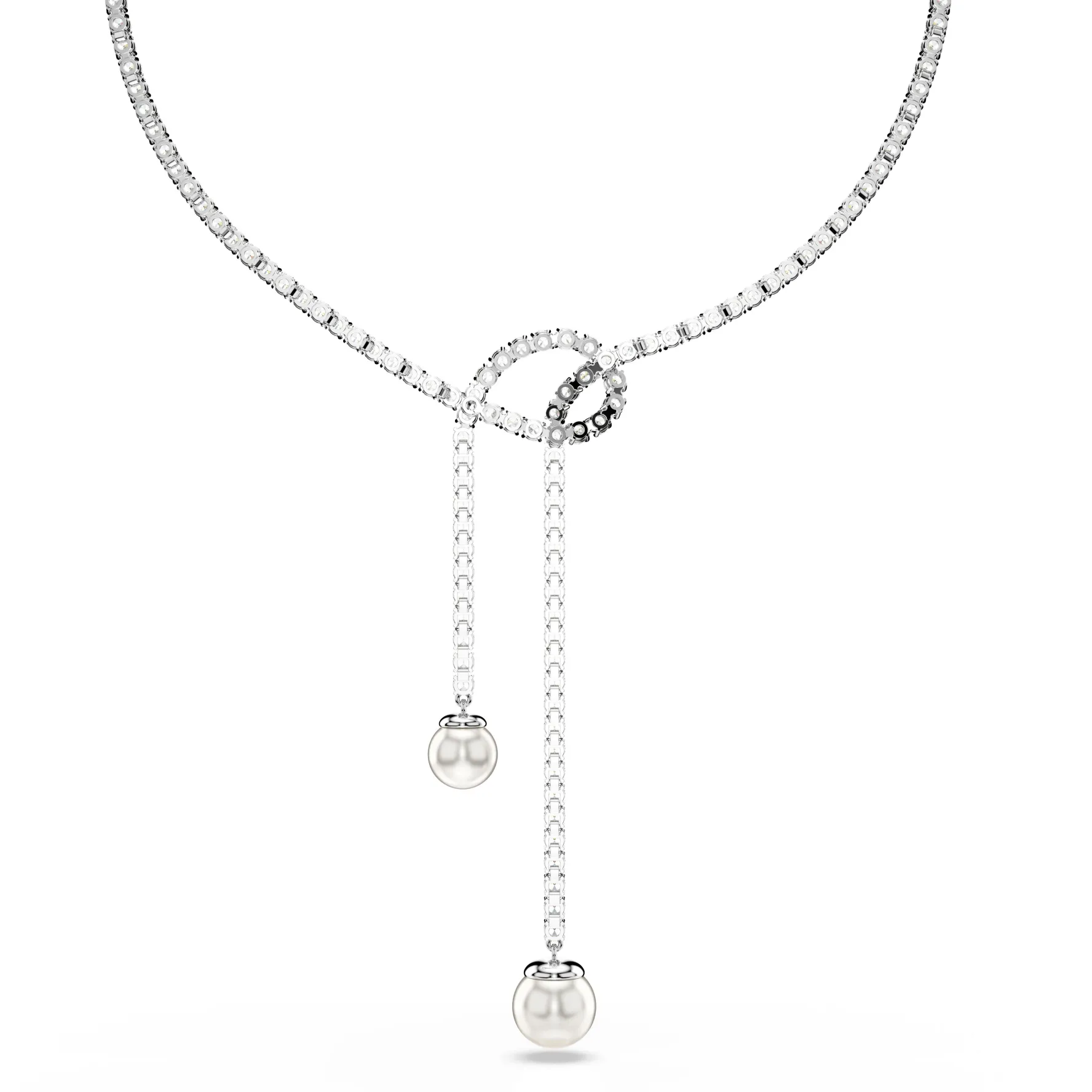 Swarovski Matrix Silver Crystal and Pearl Necklace
