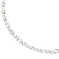 Swarovski Matrix Silver Crystal Pearl Tennis Necklace