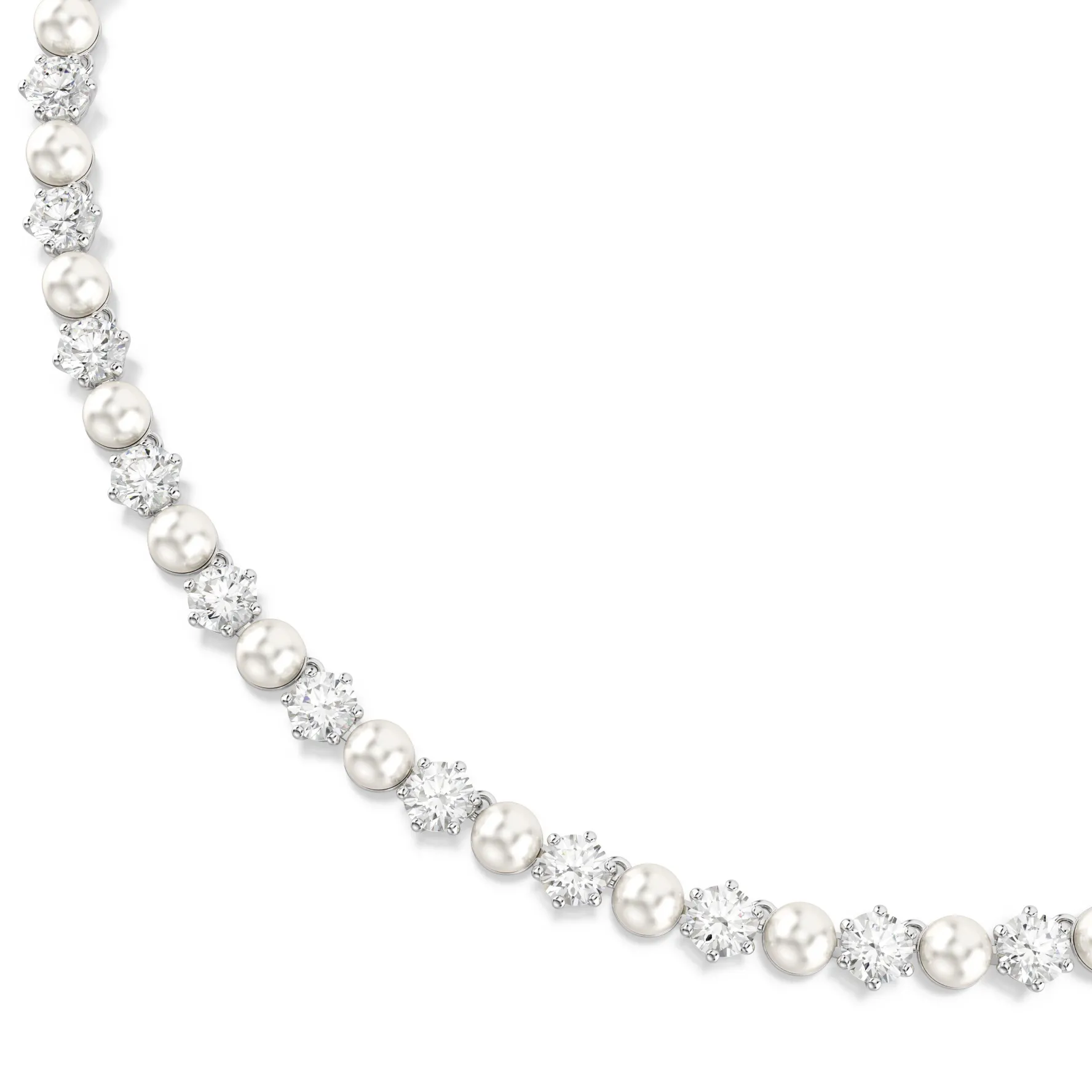 Swarovski Matrix Silver Crystal Pearl Tennis Necklace