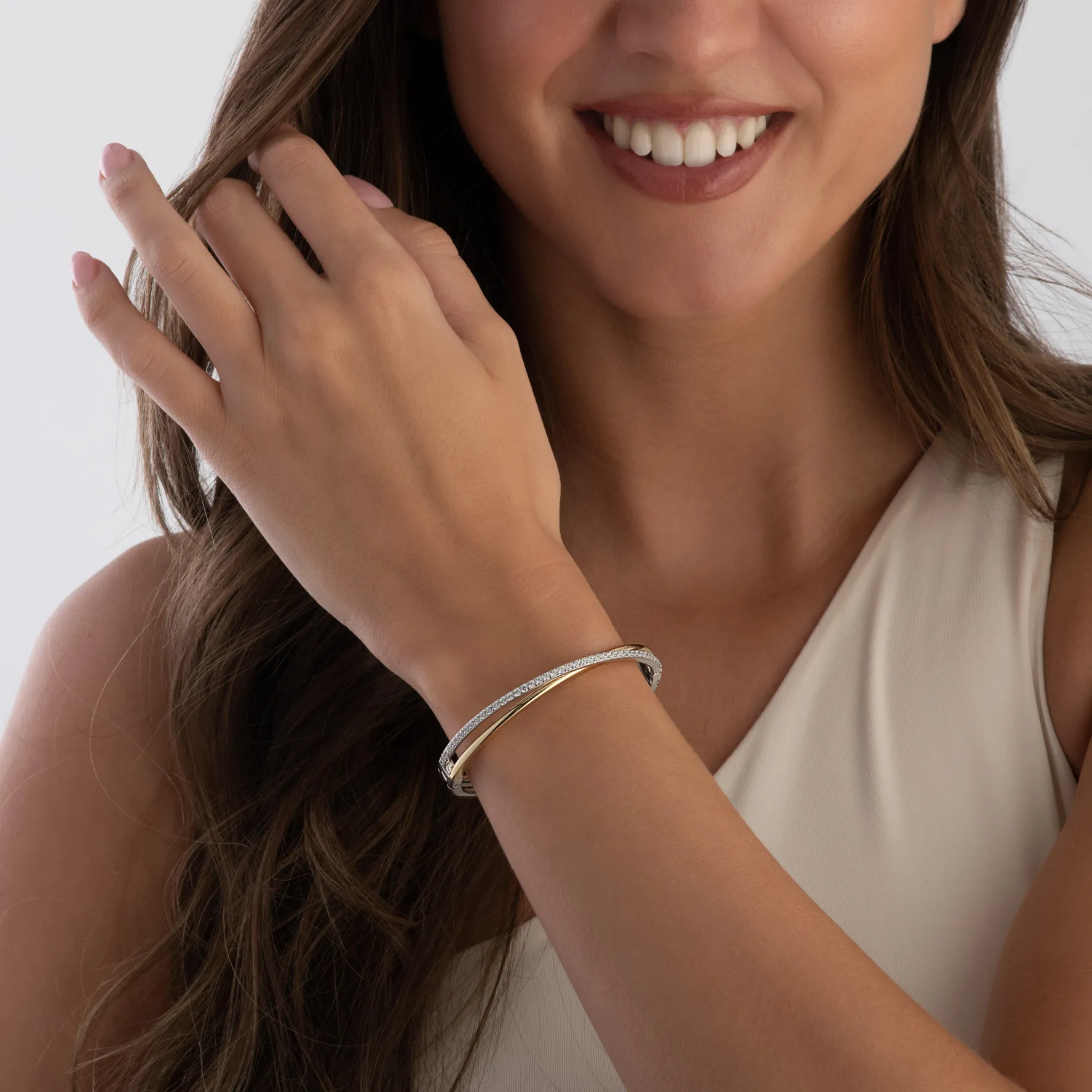 Swarovski Silver and Yellow Gold Tone Crystal Bangle