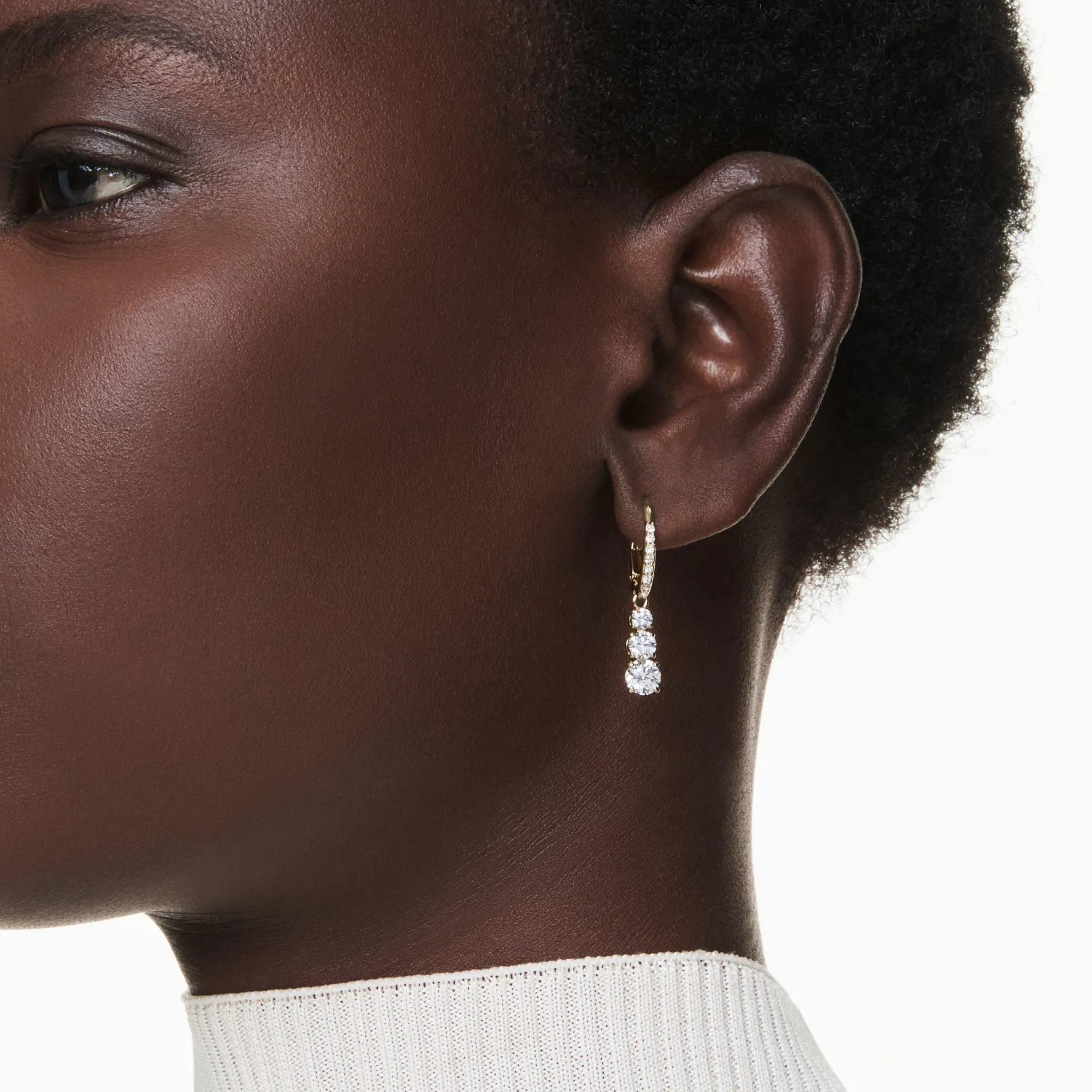 Swarovski Stilla Yellow Gold Tone Zirconia Drop Earrings