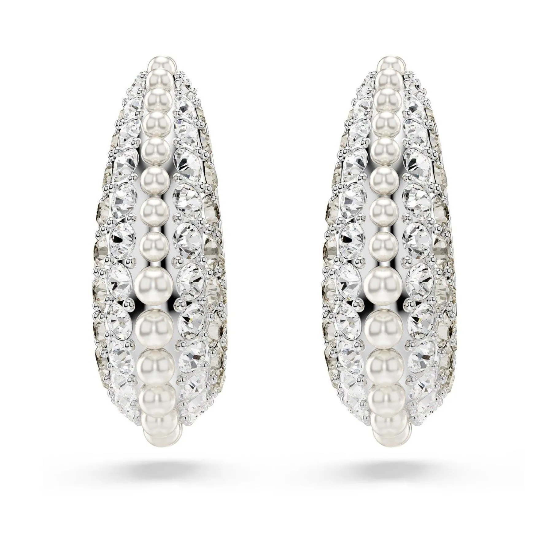 Swarovski Sublima Silver Crystal and Pearl Drop Earrings