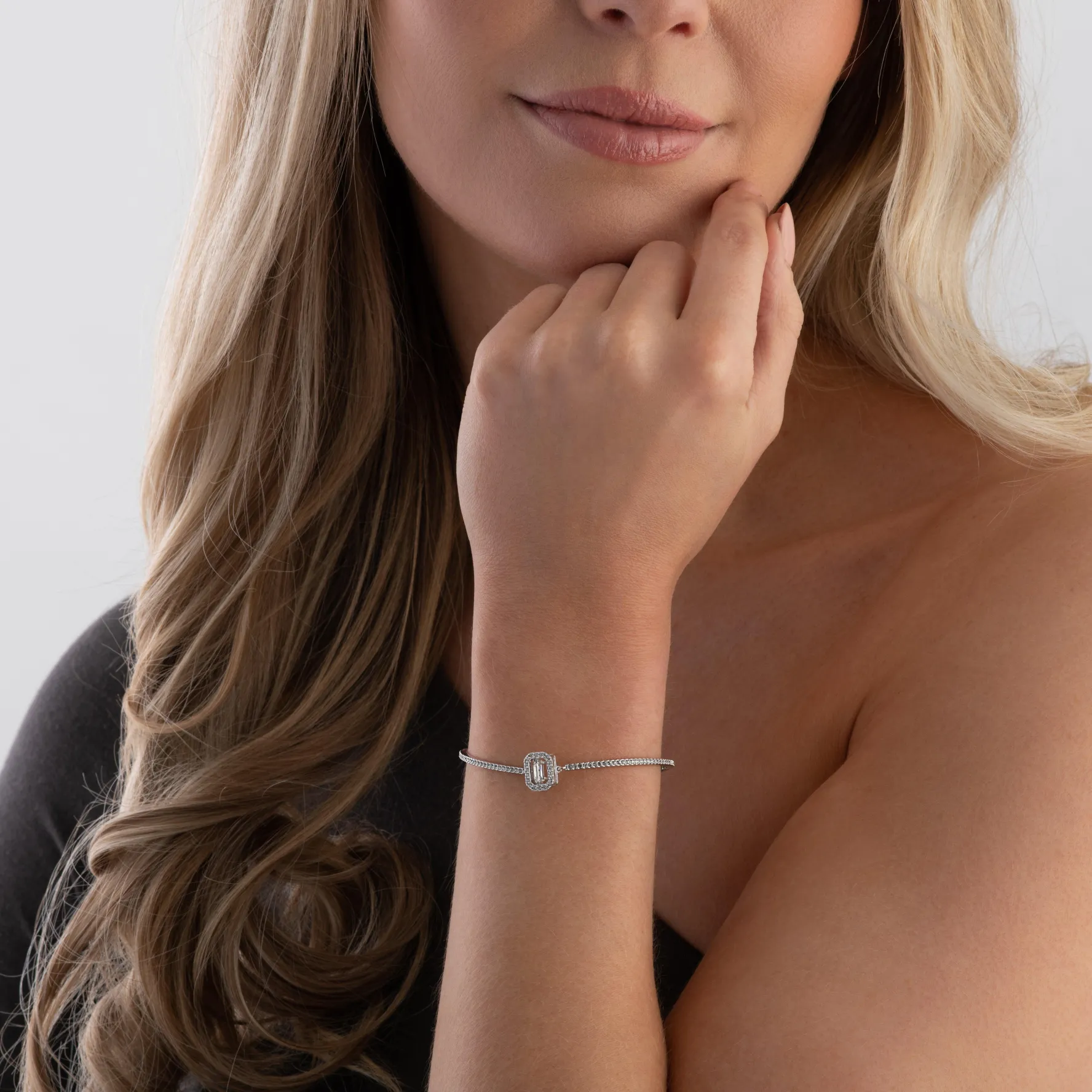 Swarovski Una Silver Crystal Bangle