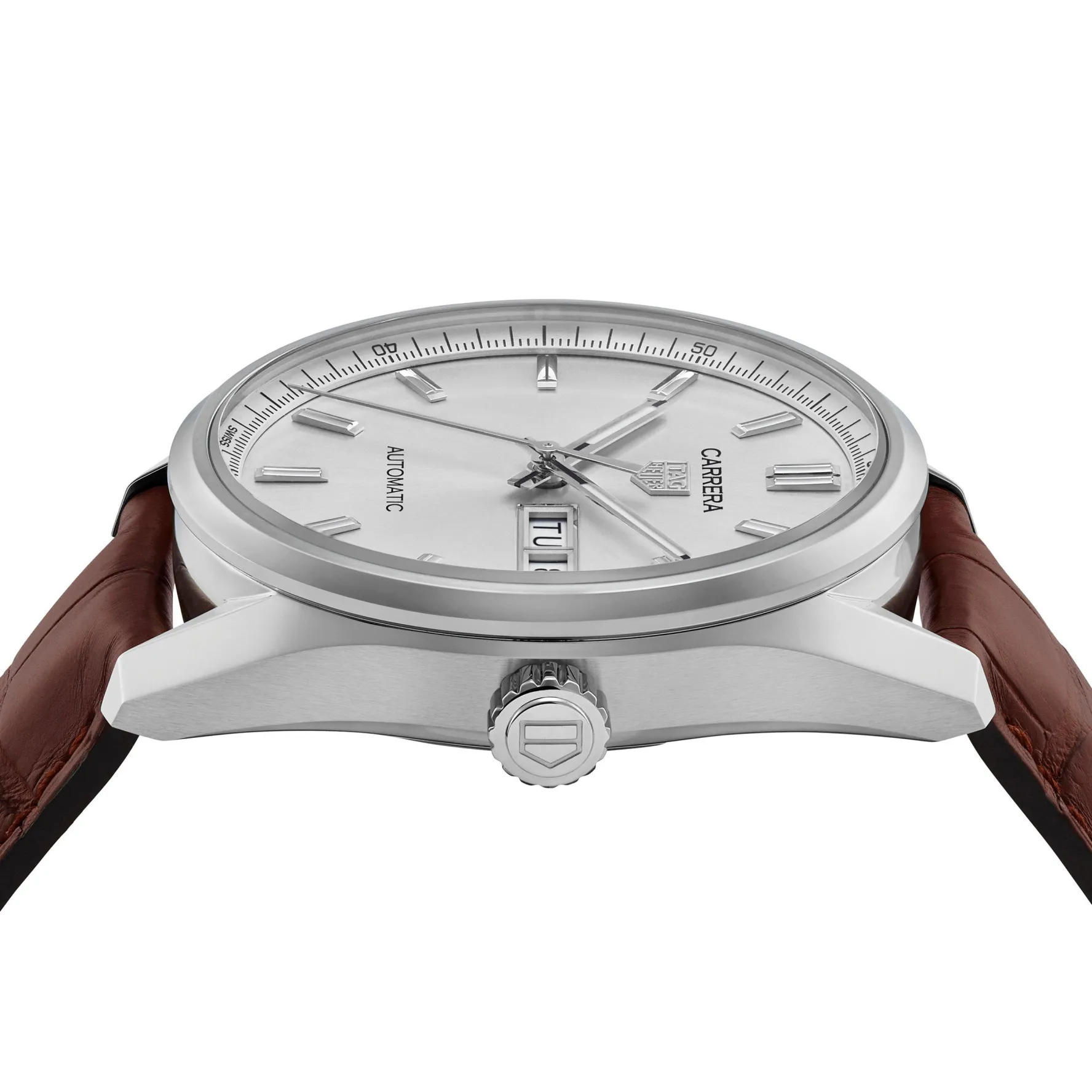 TAG Heuer Carrera Calibre 5 Automatic Mens Silver Leather Watch