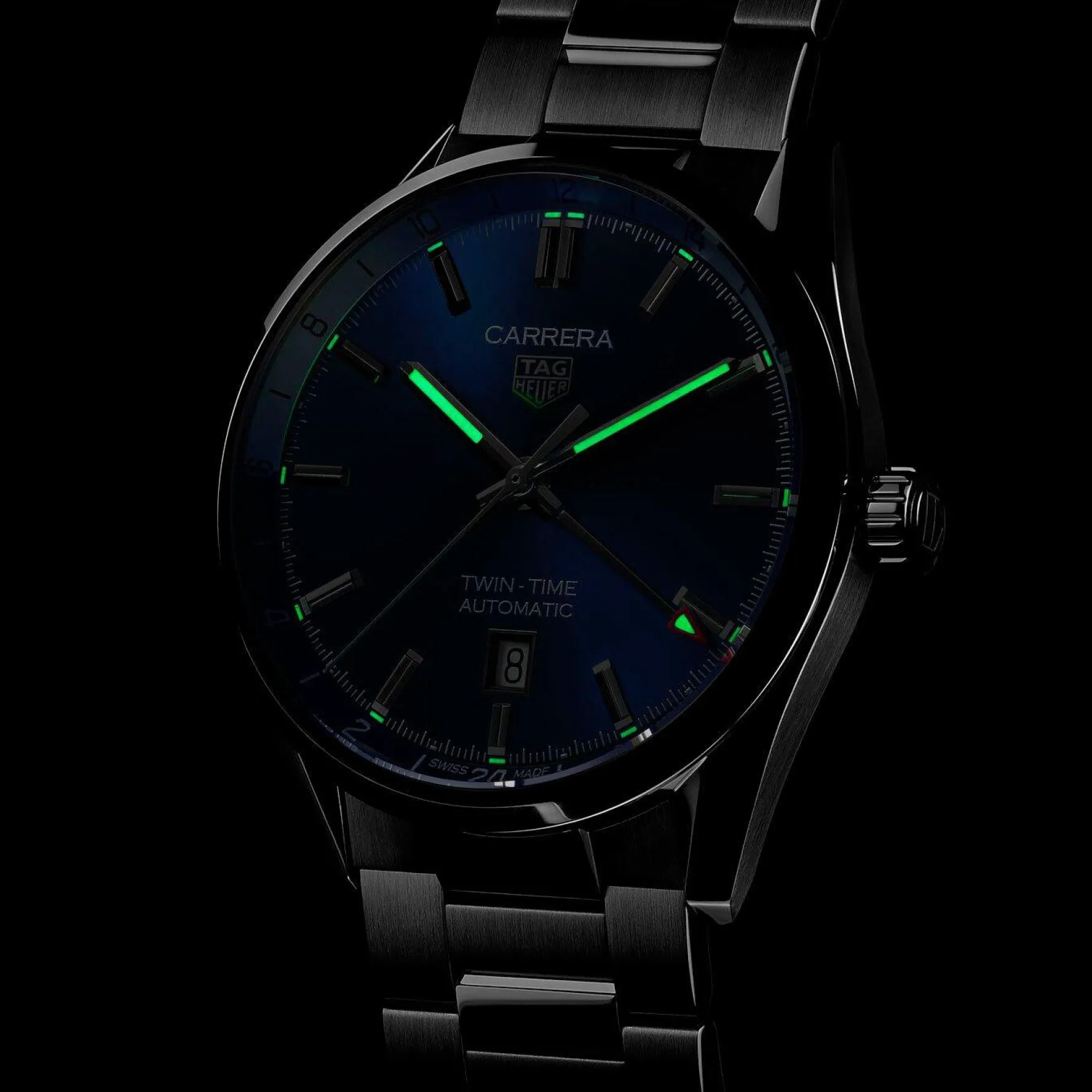 TAG Heuer Carrera Calibre 7 Twin Time Automatic Men's Blue Steel Watch