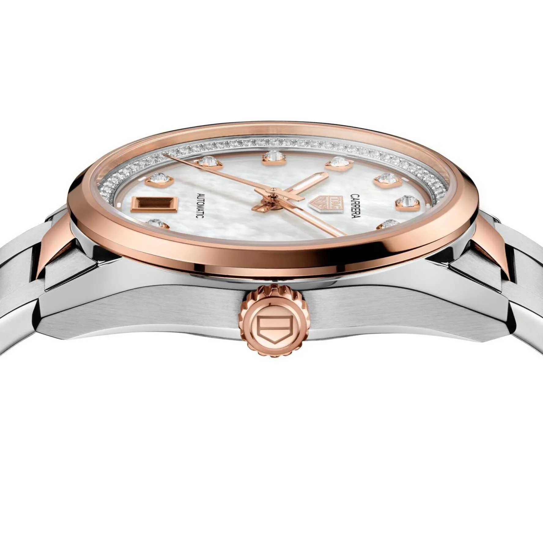 TAG Heuer Carrera Date 36mm Stainless Steel and 18K Rose Gold Diamond Automatic Ladies Watch