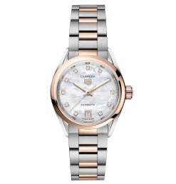 TAG Heuer Carrera Date 29mm Stainless Steel and 18K Rose Gold Diamond Automatic Ladies Watch