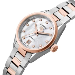 TAG Heuer Carrera Date 29mm Stainless Steel and 18K Rose Gold Diamond Automatic Ladies Watch