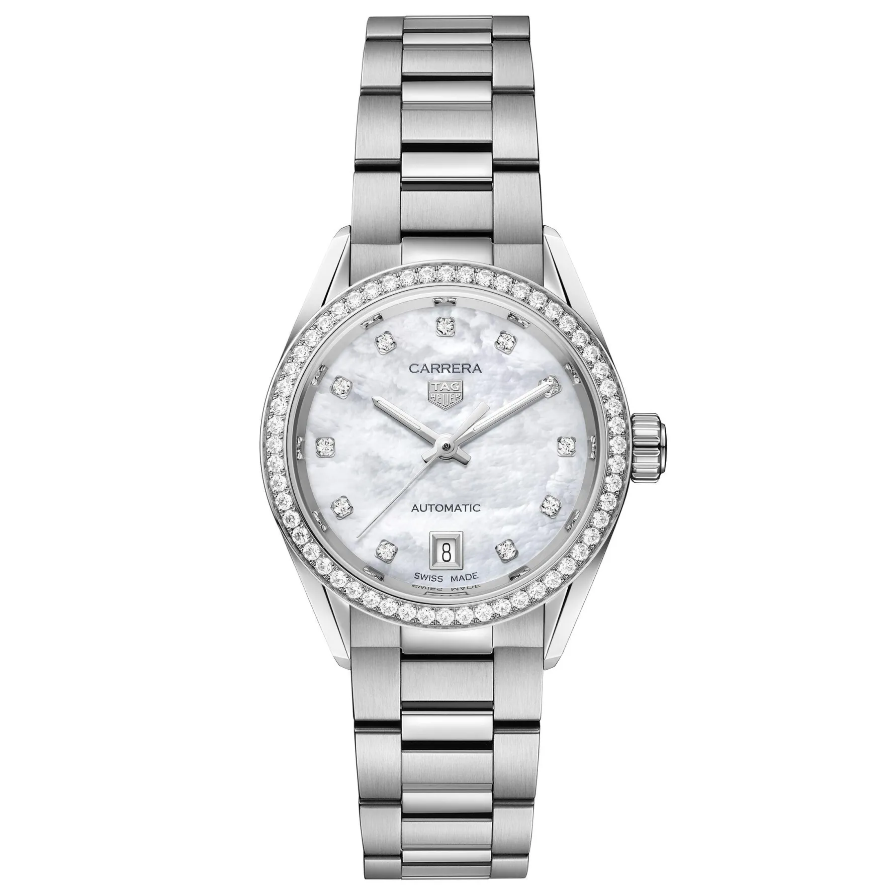 TAG Heuer Carrera Date 29mm Mother of Pearl Diamond Automatic Ladies Watch