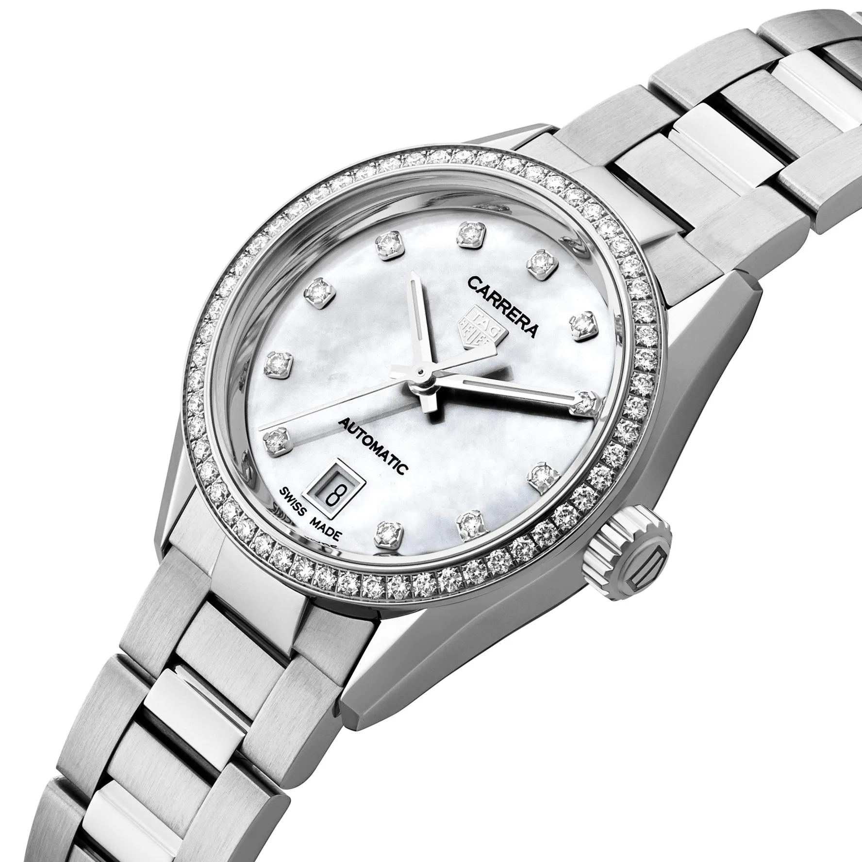 TAG Heuer Carrera Date 29mm Mother of Pearl Diamond Automatic Ladies Watch