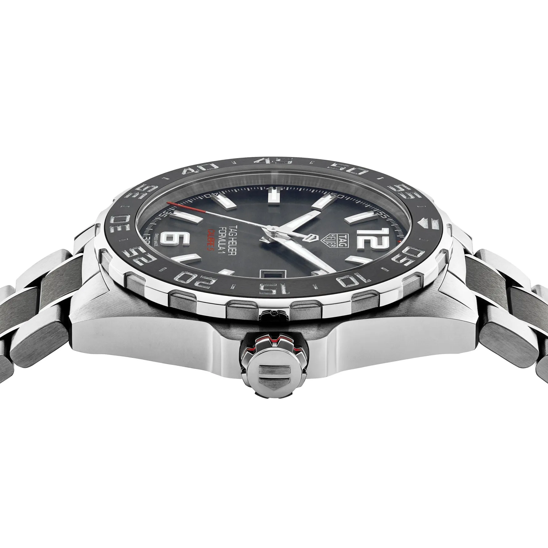 TAG Heuer Formula 1 Calibre 5 Automatic Men's Grey Steel and Black Ceramic Chronograph 43mm Watch
