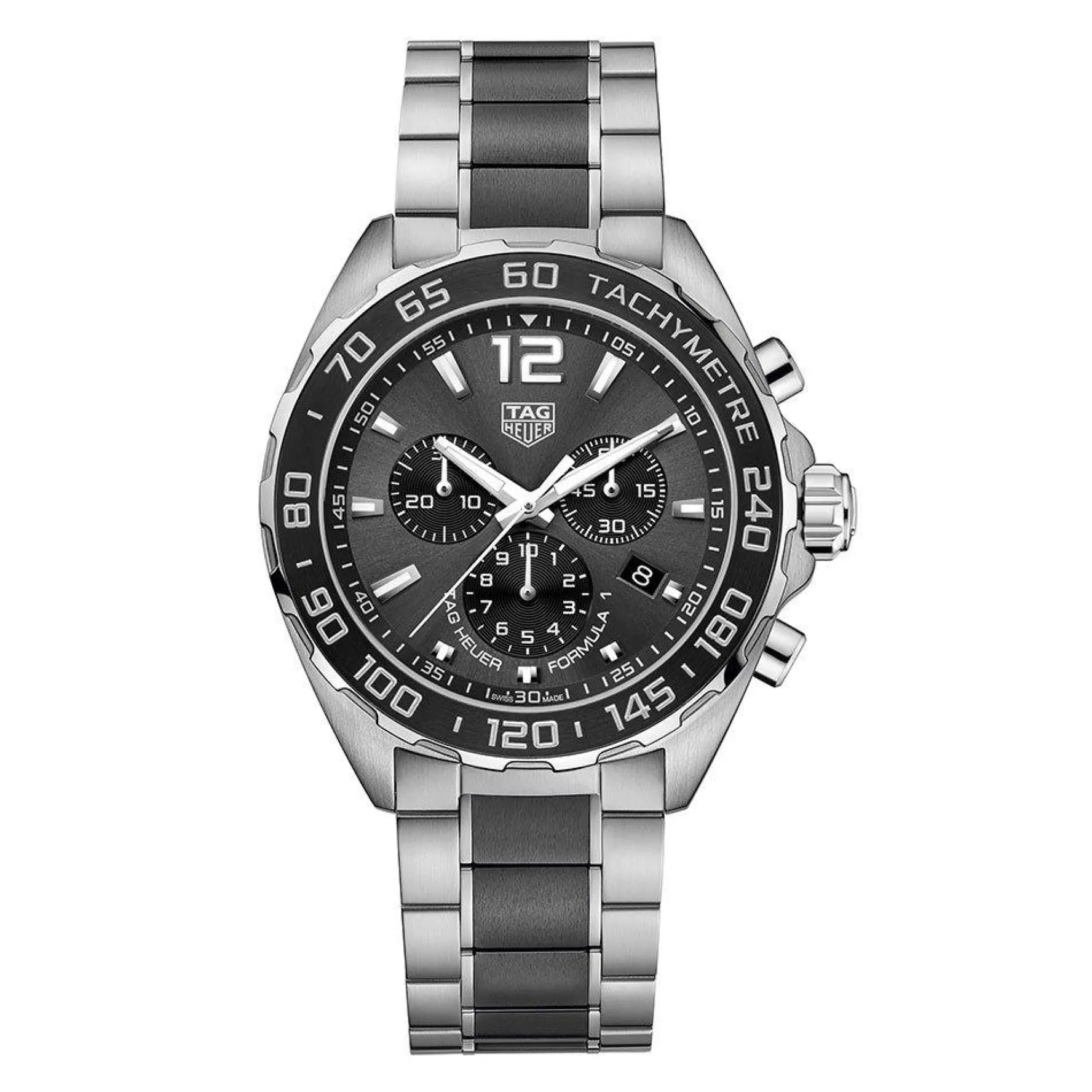 TAG Heuer Formula 1 Quartz Men's Grey Steel and Black Ceramic Chronograph 43mm Watch