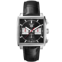TAG Heuer Monaco 160 Special Edition Heuer 02 Automatic Men's Black Leather Chronograph 39mm Watch