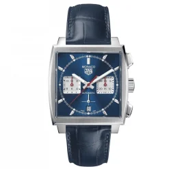 TAG Heuer Monaco Heuer 02 Automatic Men's Blue Leather Chronograph 39mm Watch