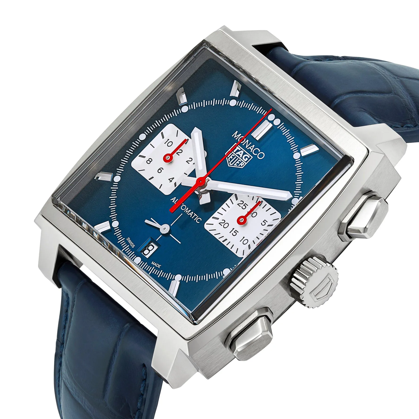 TAG Heuer Monaco Heuer 02 Automatic Men's Blue Leather Chronograph 39mm Watch