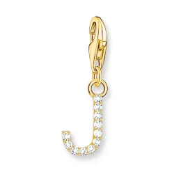 Thomas Sabo 18ct Gold Plated Cubic Zirconia Initial J Charm